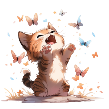 Cat catching Butterflies